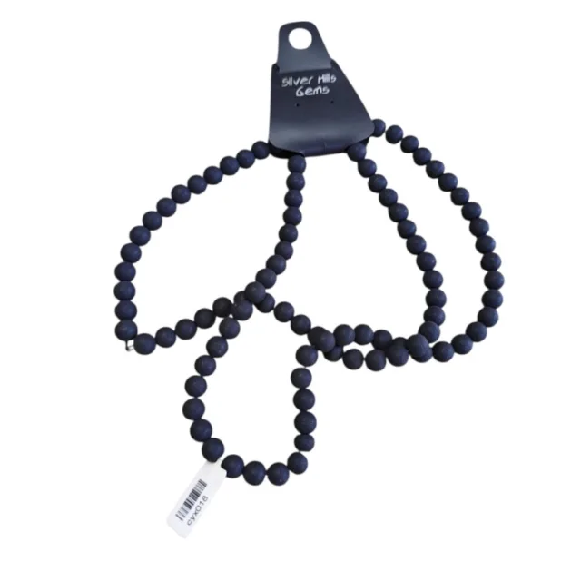 Coated glass bead string, matte, round, 9mm, black, 40cm