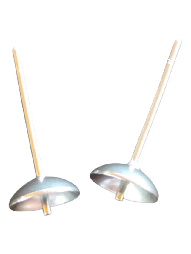 Pair of stud post 6mm, Stainless steel, silver