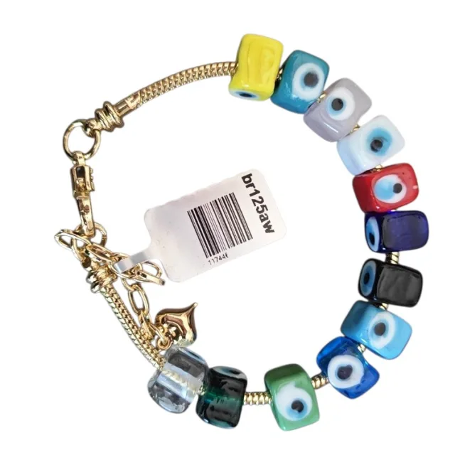 Eye bracelet, Multi Color, 12 Square Glass beads