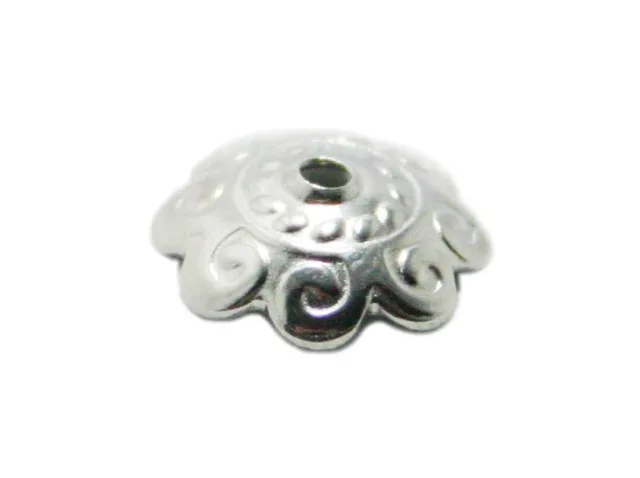 4 x Stainless steel bead cap, 10mm