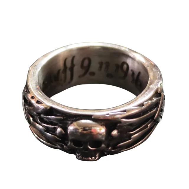 Stainless steel skull ring, assorted sizes, 0.8cm band