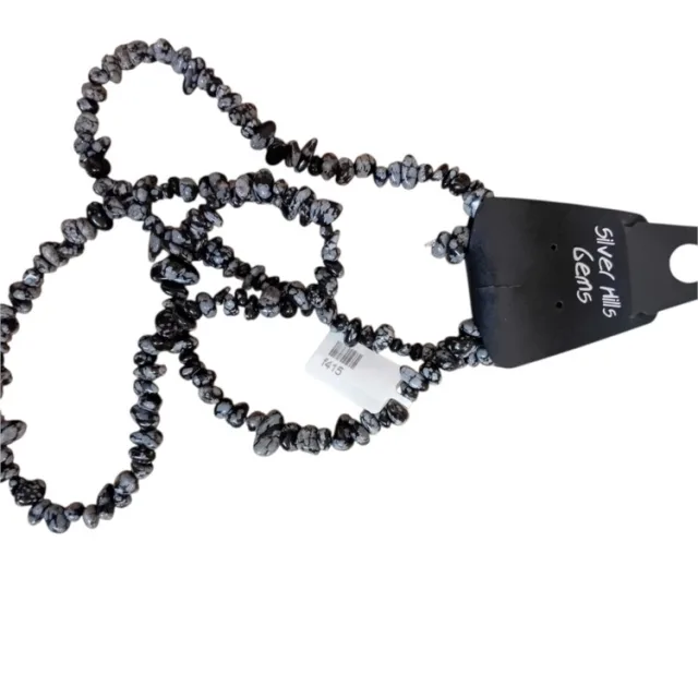 Snowflake obsidian, round chips. 40cm