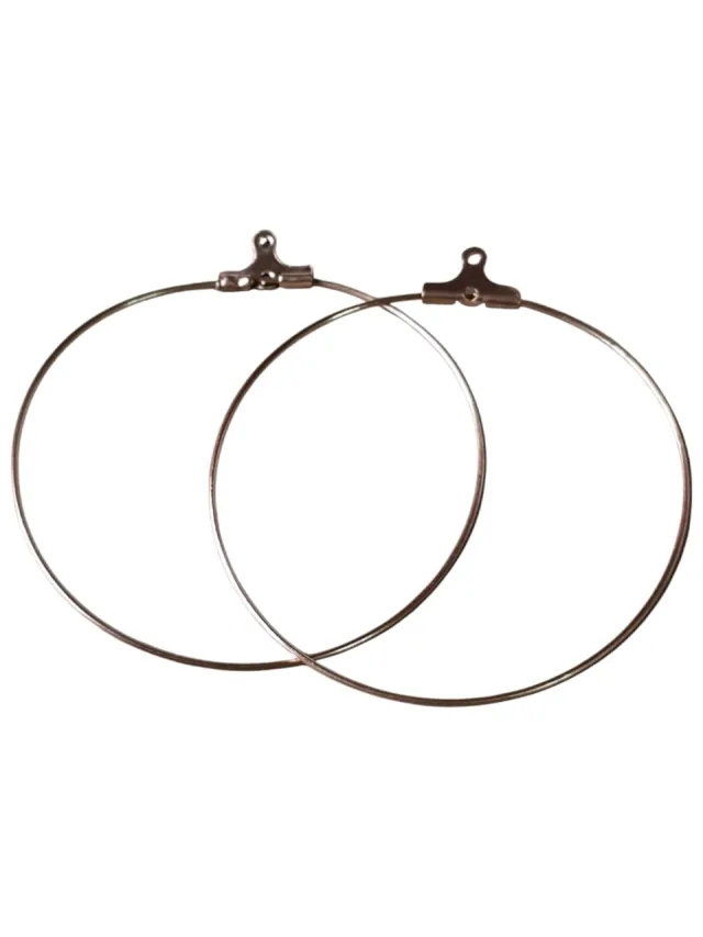 1 pair charm earring hoops, rose gold stainless steel, 50mm