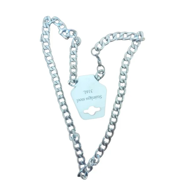 Curb Chain with clasp, Stainless steel, 8mm wide, 50cm