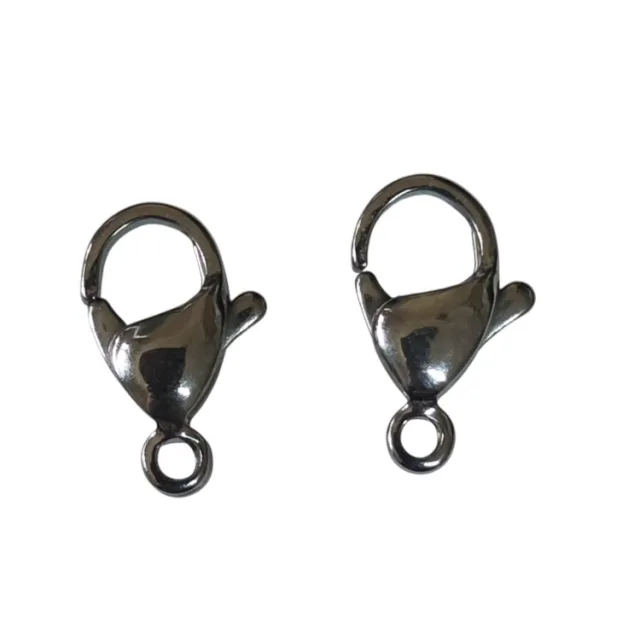 Stainless steel lobster clasp, 12mm, 2 pcs