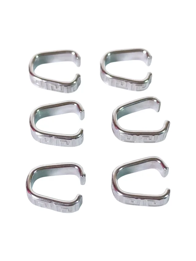 6 x Stainless steel bail with Greek pattern design, 3.3 x 8.8mm