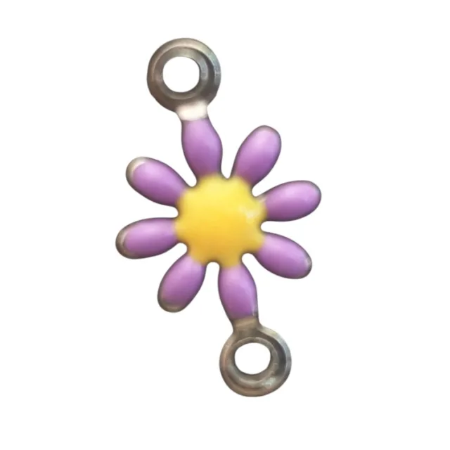 Daisy spacer in stainless steel, purple, 8x13mm
