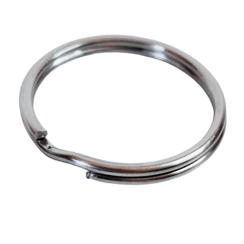 2 x Stainless steel keyrings, 25mm diameter, silver color