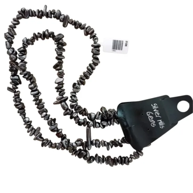 Polished Gunmetal Tumbled Hematite Pebble / Chip Bead Strand, 80 cm