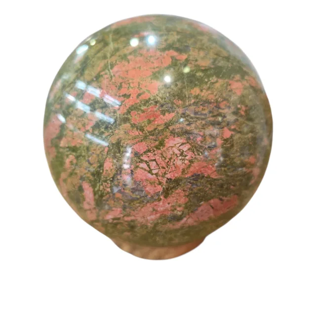 Unakite sphere, 13.7cm (Roughly the size of a souvenir Soccer ball)