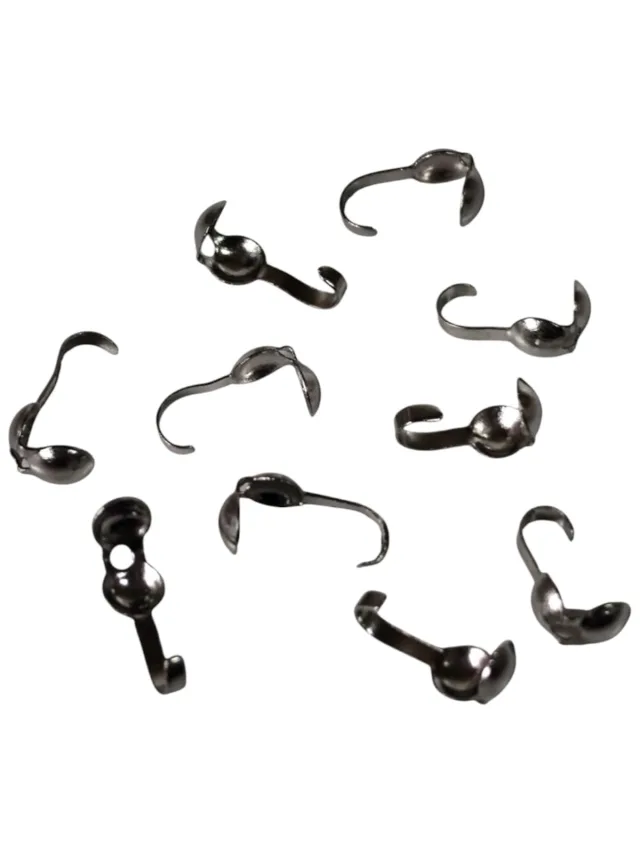 5 Pairs Clamshell bead end, Stainless steel, clams from bottom up