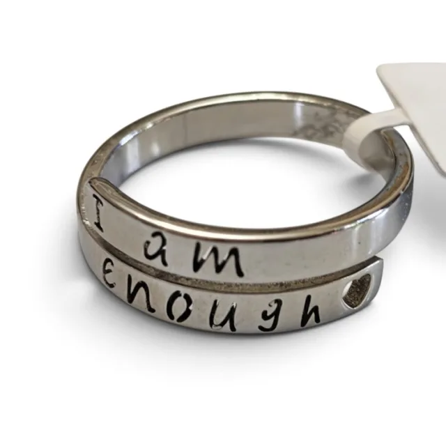 Engraved ring, stainless steel, I am enough, adjustable