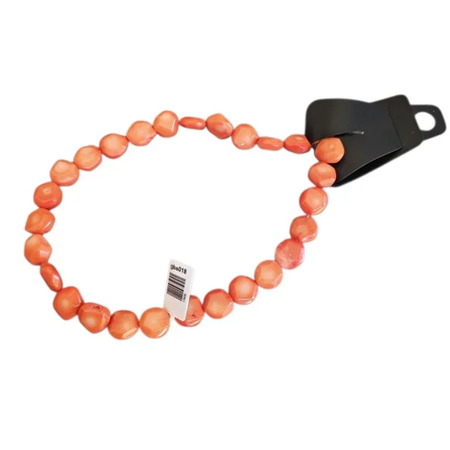 Red coral irregular nugget shaped bead strand, 13 x 8mm, 39cm