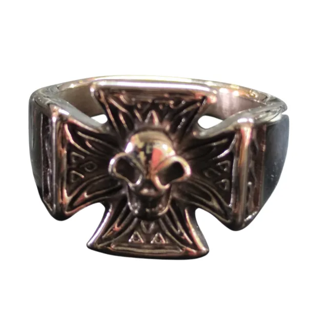 Stainless steel Gothic Maltese cross statement ring, Assorted sizes