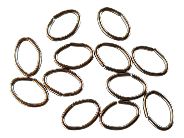 12 x Oval Jumprings in stainless steel, 10 x 6mm, 1mm thick