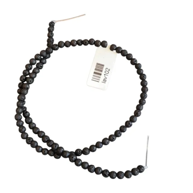 Black Lava bead string, 5mm, round, 40cm