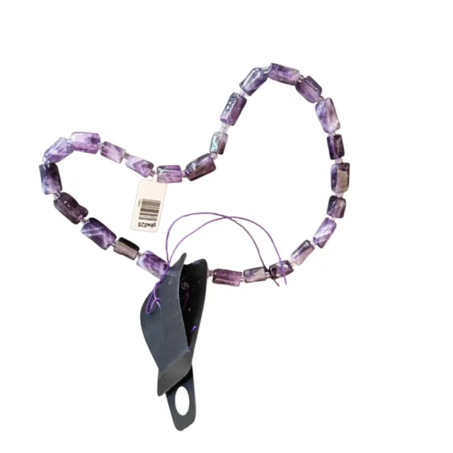 Amethyst irregular tube shaped bead strand, 10-13 x 6-8mm, 40cm