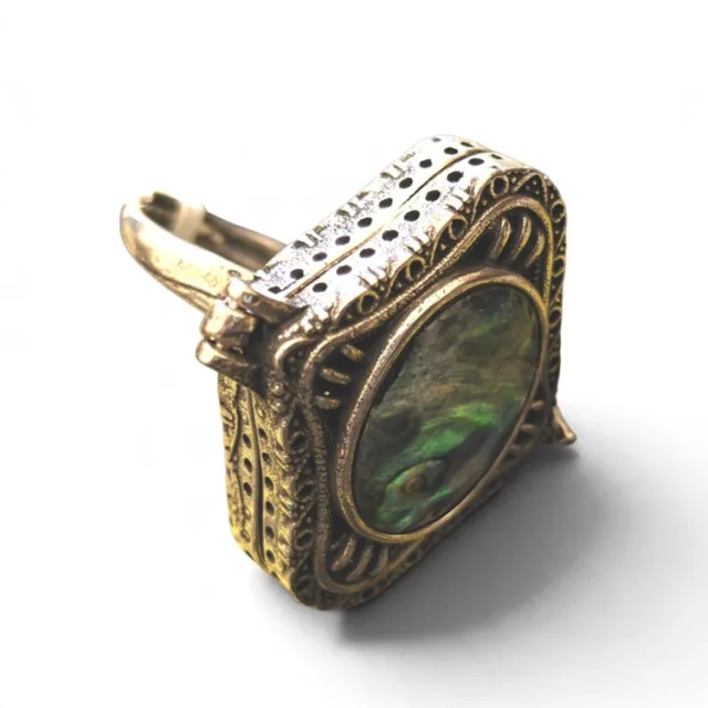 Oval abalone cabochon stash inspired dress ring, adjustable