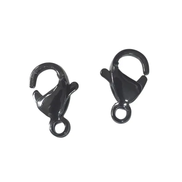 Stainless steel lobster clasp, Black, 9mm, 2 pcs