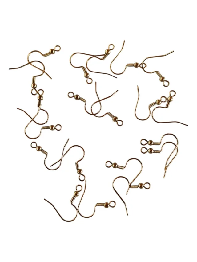 10 x pairs shepherds hook, Stainless steel, gold coloured, Size 20mm