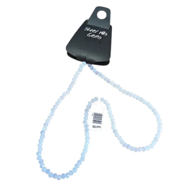 Glass bead string, faceted, rondelle, 4x5mm, opal, 40cm