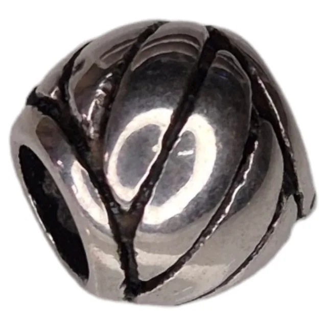 Barrel bead in stainless steel, twist design, 8x10mm