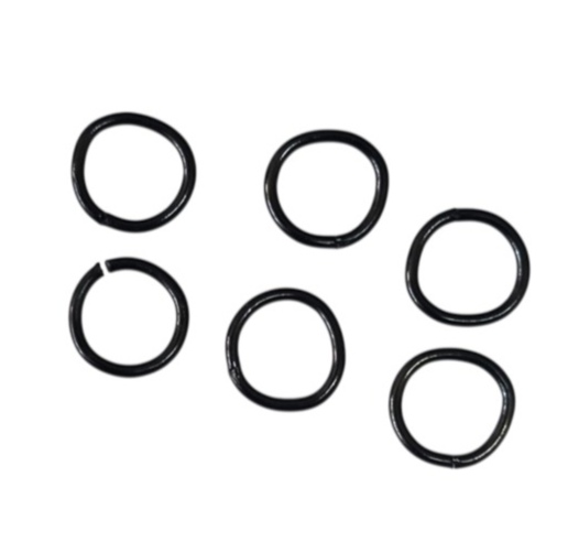 6 x Black color stainless steel jumpring, 6mm diameter, 0.8mm thick