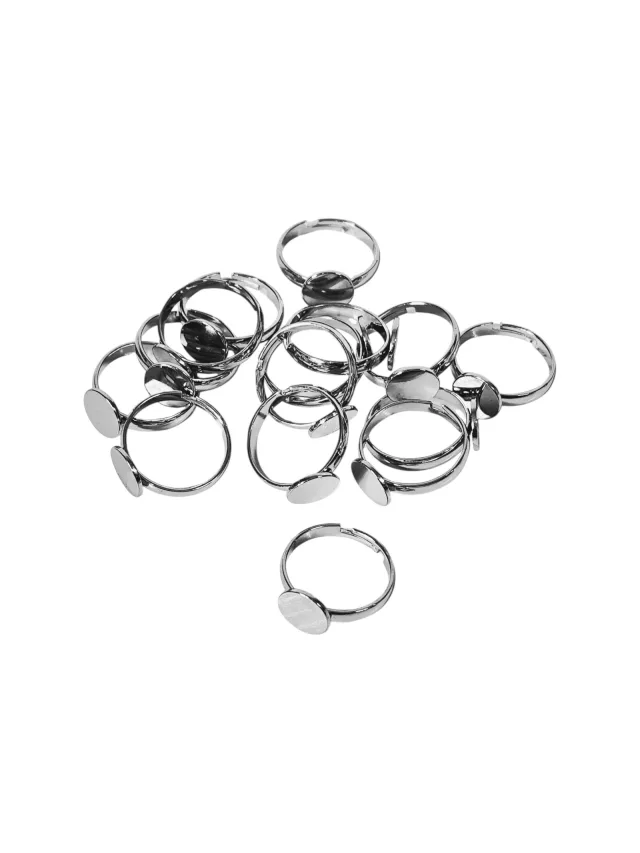 Stainless steel flat base adjustable ring, 10mm base of ring for stone