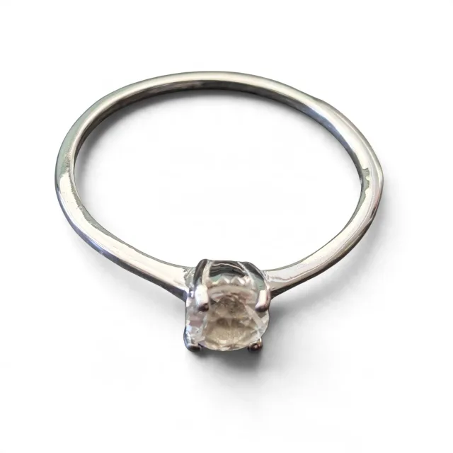 Citrine ring in 925 silver, Brilliant cut, size 9