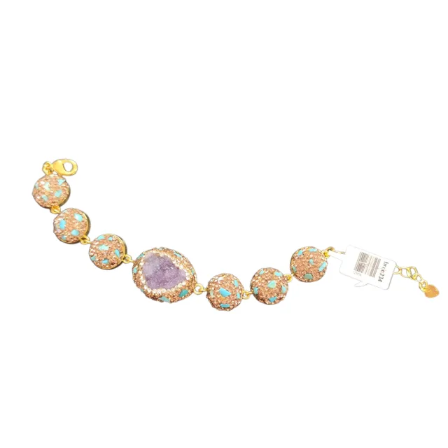 Blue howlite Decorative druzy amethyst bracelet, 18cm +4cm extension chain