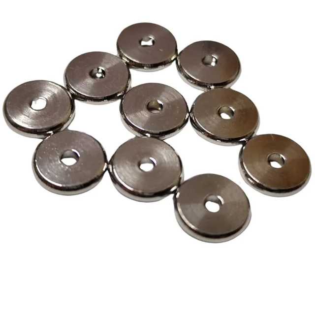 10x Disc bead in stainless steel, 9.9 x 2mm, 2.1mm hole