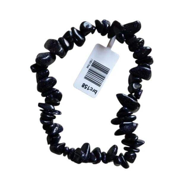 Blue Goldstone chip bracelet, stretchcord