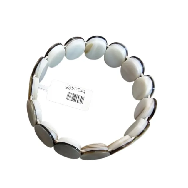 Natural shell bracelet, oval, stretchcord