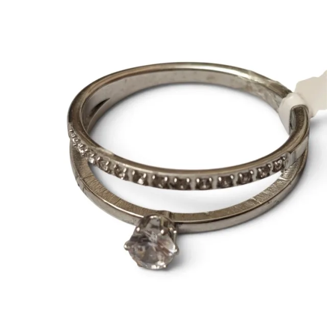 Stainless steel ring, size 6-13, Silver, Single stone