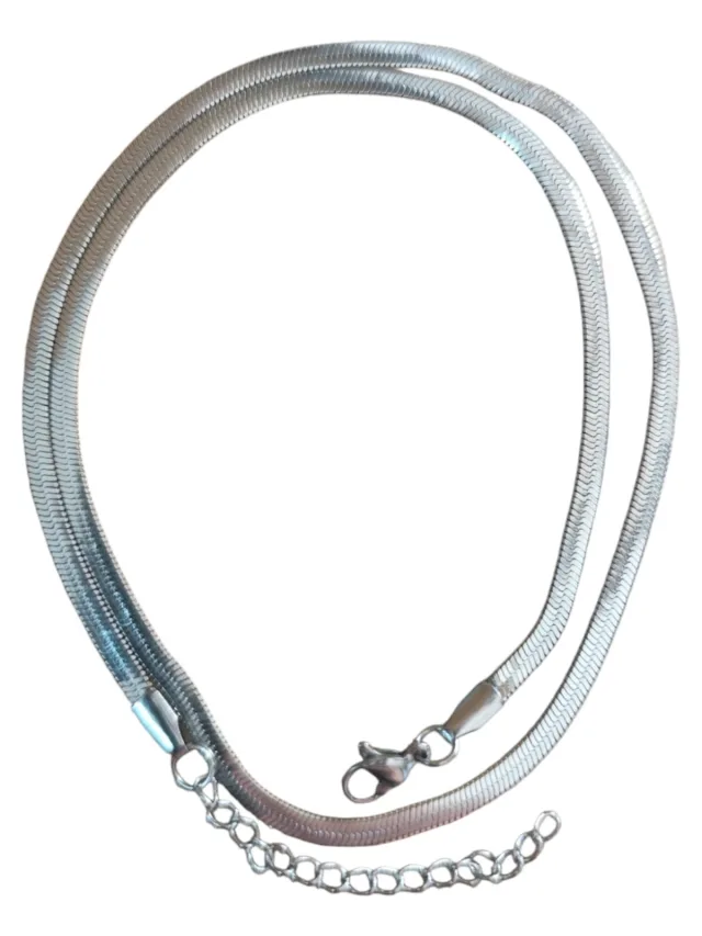 Stainless steel Blade chain w clasp, 3.3x0.8mm, 40+5cm