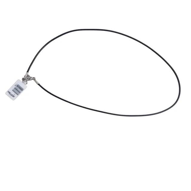 Black leather string w lobster stainless steel clasp, 2mm, 45cm w extender chain