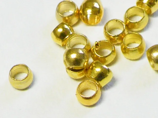 20x Crimps, Stainless steel, gold, 3mm