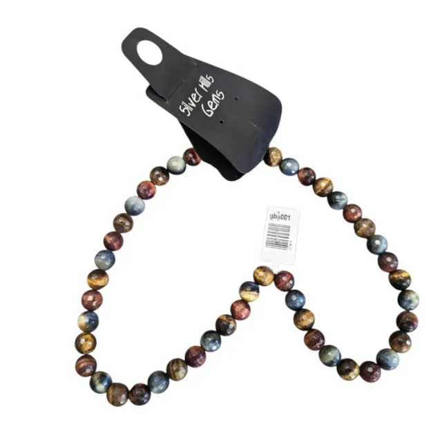 Multi-color Faceted Tigers Eye 8mm bead string, 39cm
