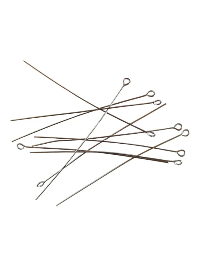 20x Silver coloured eye pins, 0.6 x70mm, Stainless steel