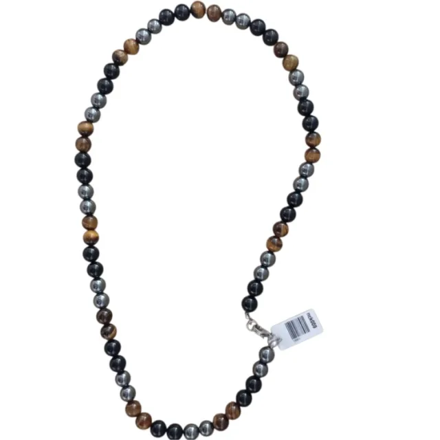 Triple Gemstone Bead Necklace 54cm long, 8-8.5mm size beads