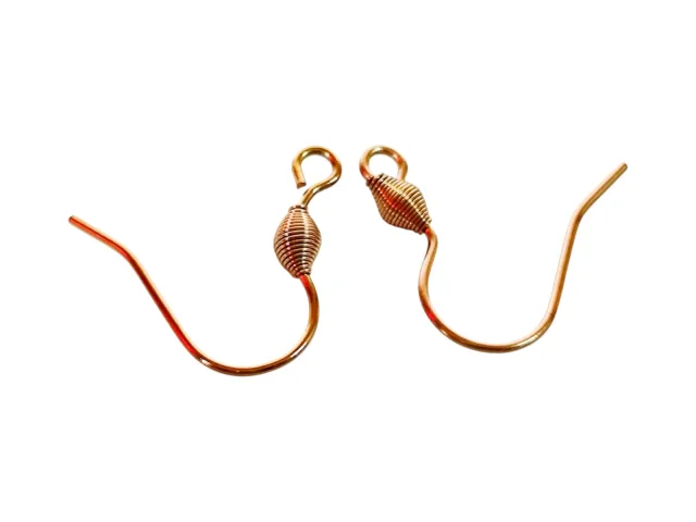 1 pair of Rose gold shepherd hook earrings, stainless steel, with spring in place of bead, 17.5mm