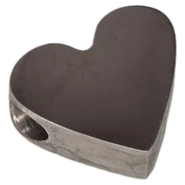 Heart bead in stainless steel, 11x13mm