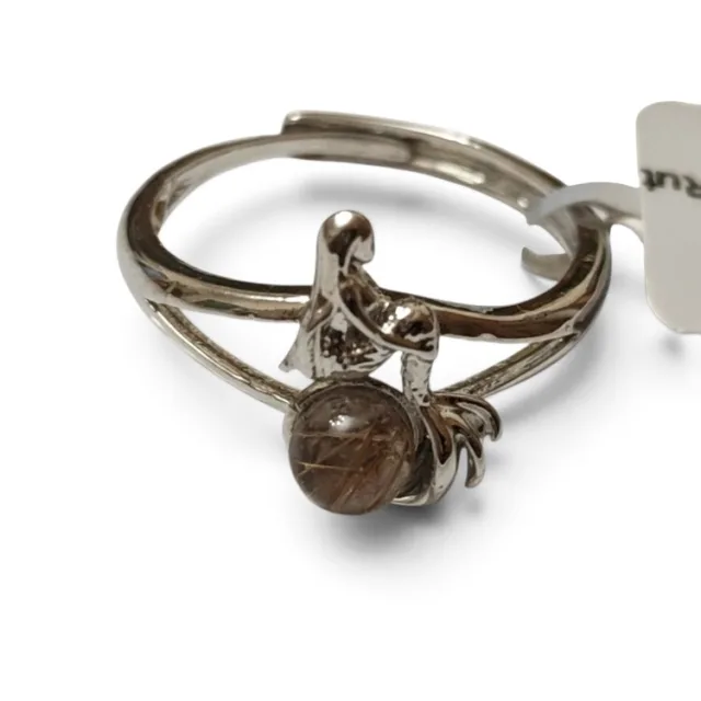 Mermaid Ring with Rutilated Quartz Cabochon – Base Metal