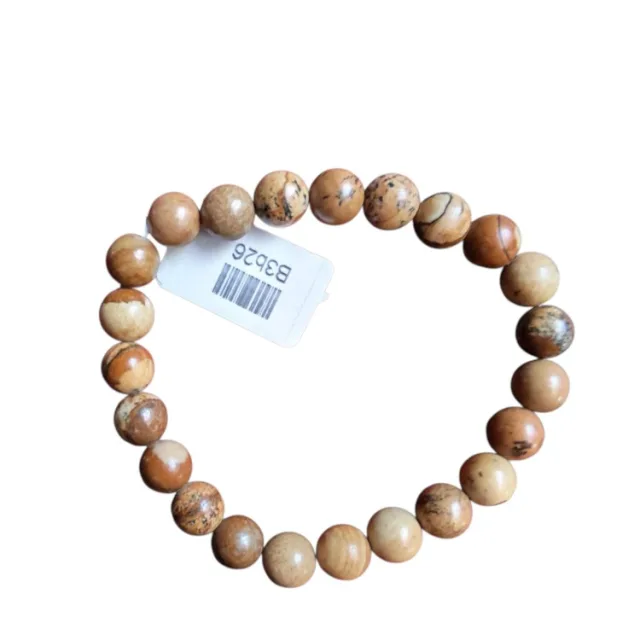 Picture Jasper bead bracelet, 8mm, stretchcord