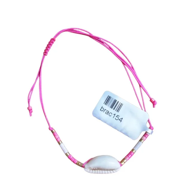 Cowrie shell with beads adjustable bracelet, assorted color string, mm string 2mm
