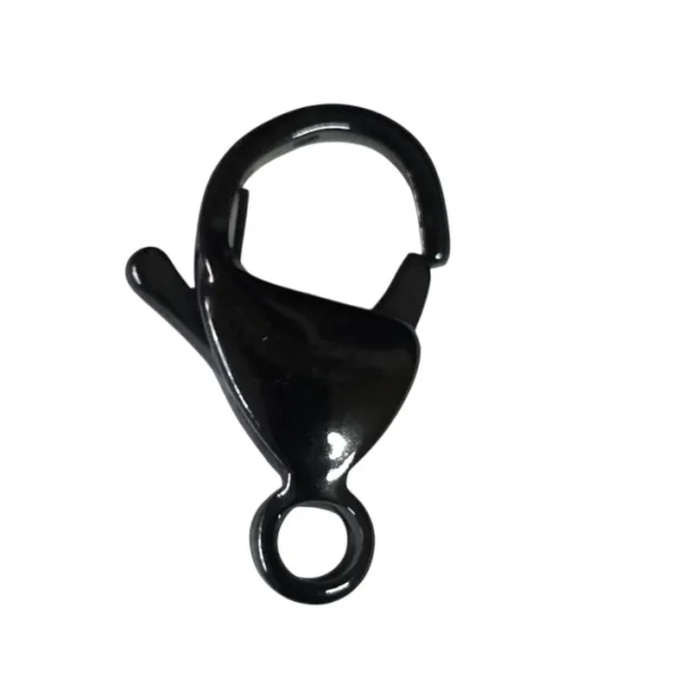 Stainless steel lobster clasp, Black, 14mm