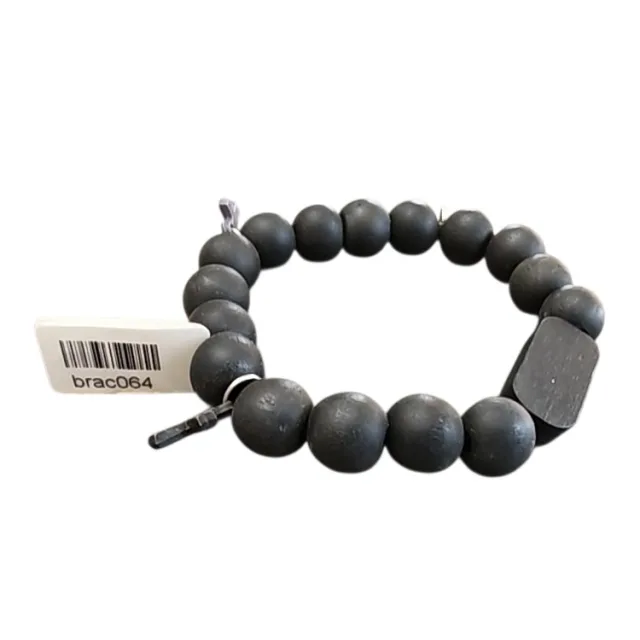 Wood bracelet w Africa, black/brown stretchcord