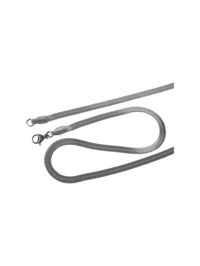 Blade Chain with lobster clasp, Stainless steel, 4mm wide, 61cm