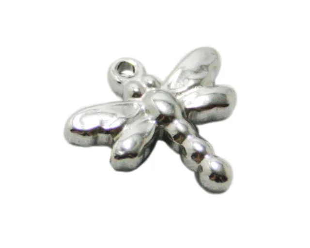 Dragonfly charm in stainless steel, 16mm