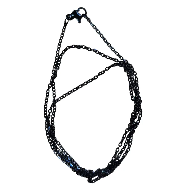 Stainless steel chain w clasp, 2mm, 45cm, black